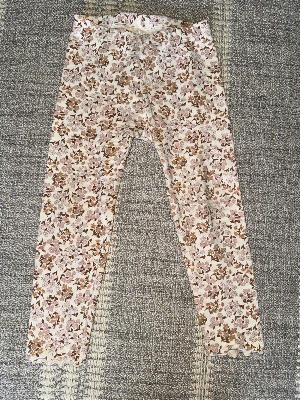 Rylee + Cru Girls' Floral Print Pink and Brown Leggings 2-3 Year